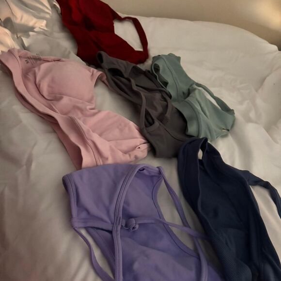 DFYNE Medium Activewear Bundle Halter Strappy Lot of 7 Red Blue Sports Bras - Picture 7 of 8